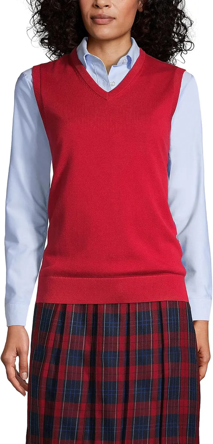 Lands' End School Uniform Women's Cotton Modal Fine Gauge Sweater Vest