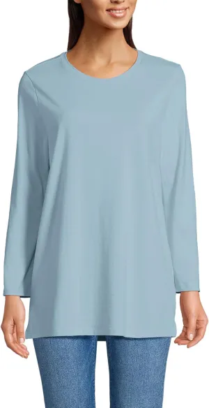 Lands' End Women's 3/4 Sleeve Supima Cotton Crewneck Tunic