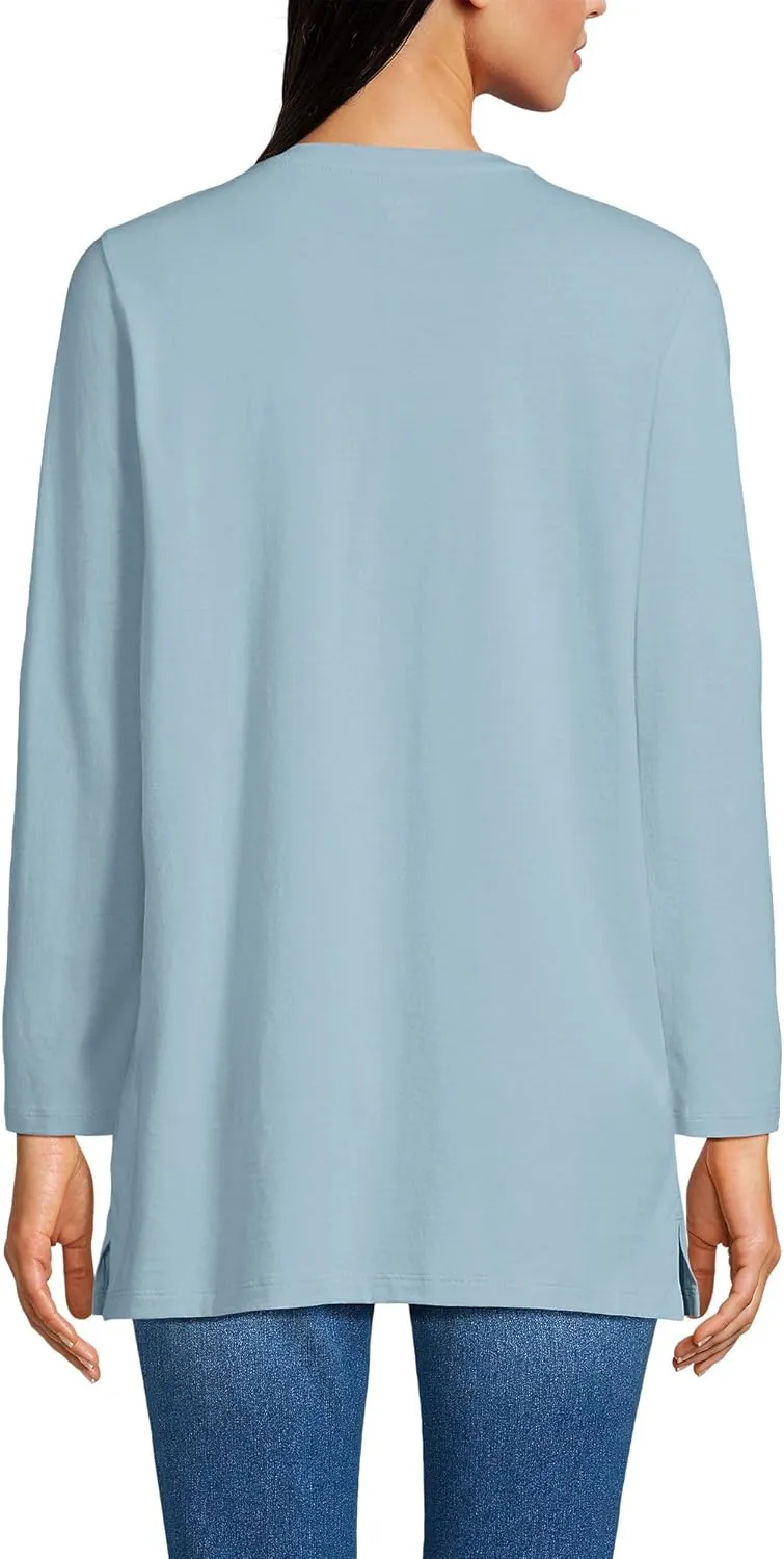 Lands' End Women's 3/4 Sleeve Supima Cotton Crewneck Tunic