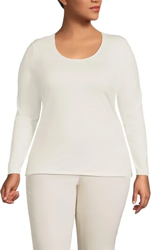 Lands' End Women's Long Sleeve Lightweight Jersey Scoop Neck T-Shirt