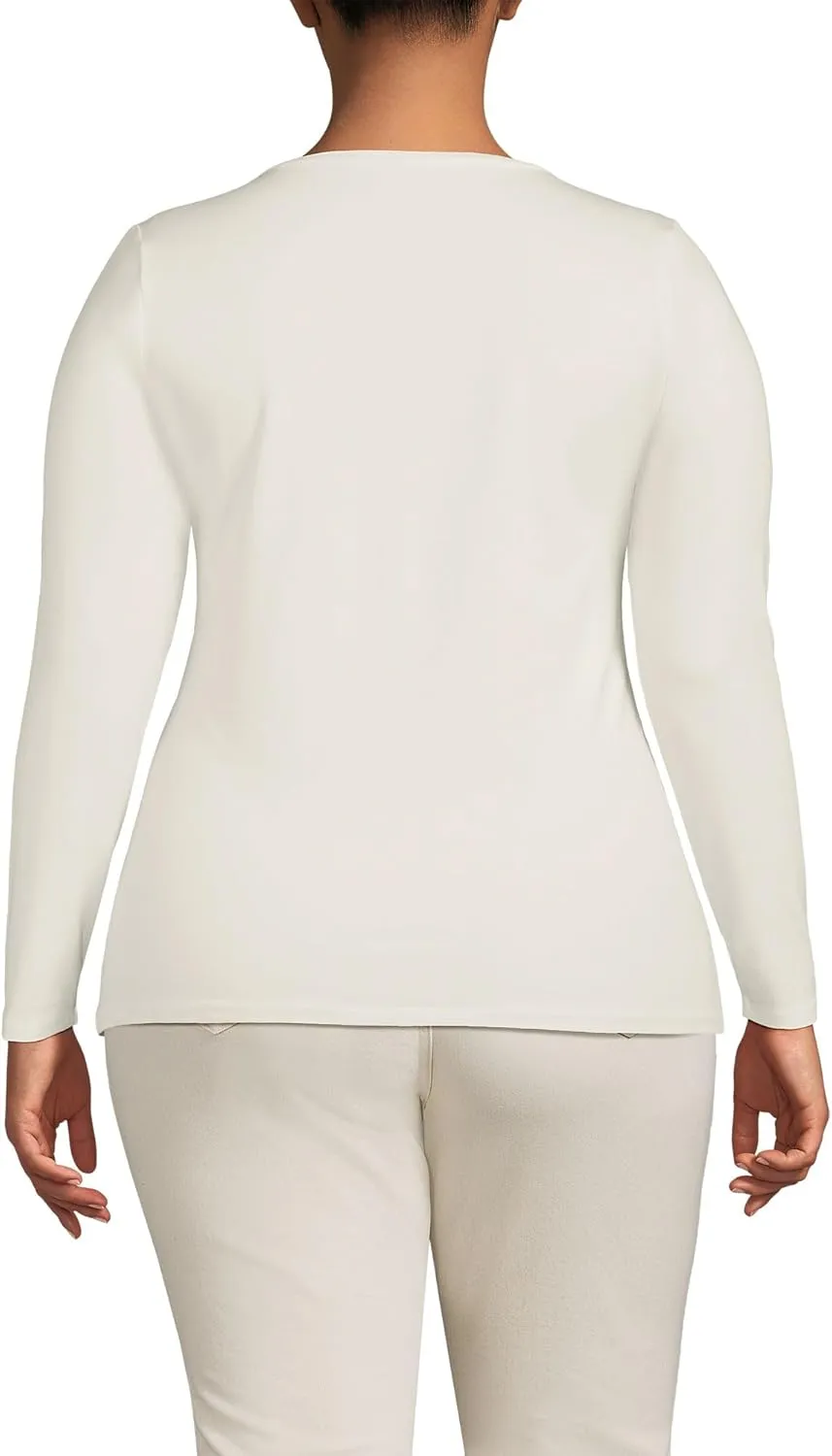 Lands' End Women's Long Sleeve Lightweight Jersey Scoop Neck T-Shirt