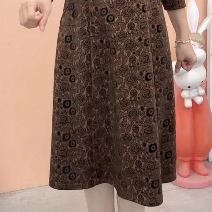 Lapel V-neck Slim Fashion Long Sleeve A-line Dress