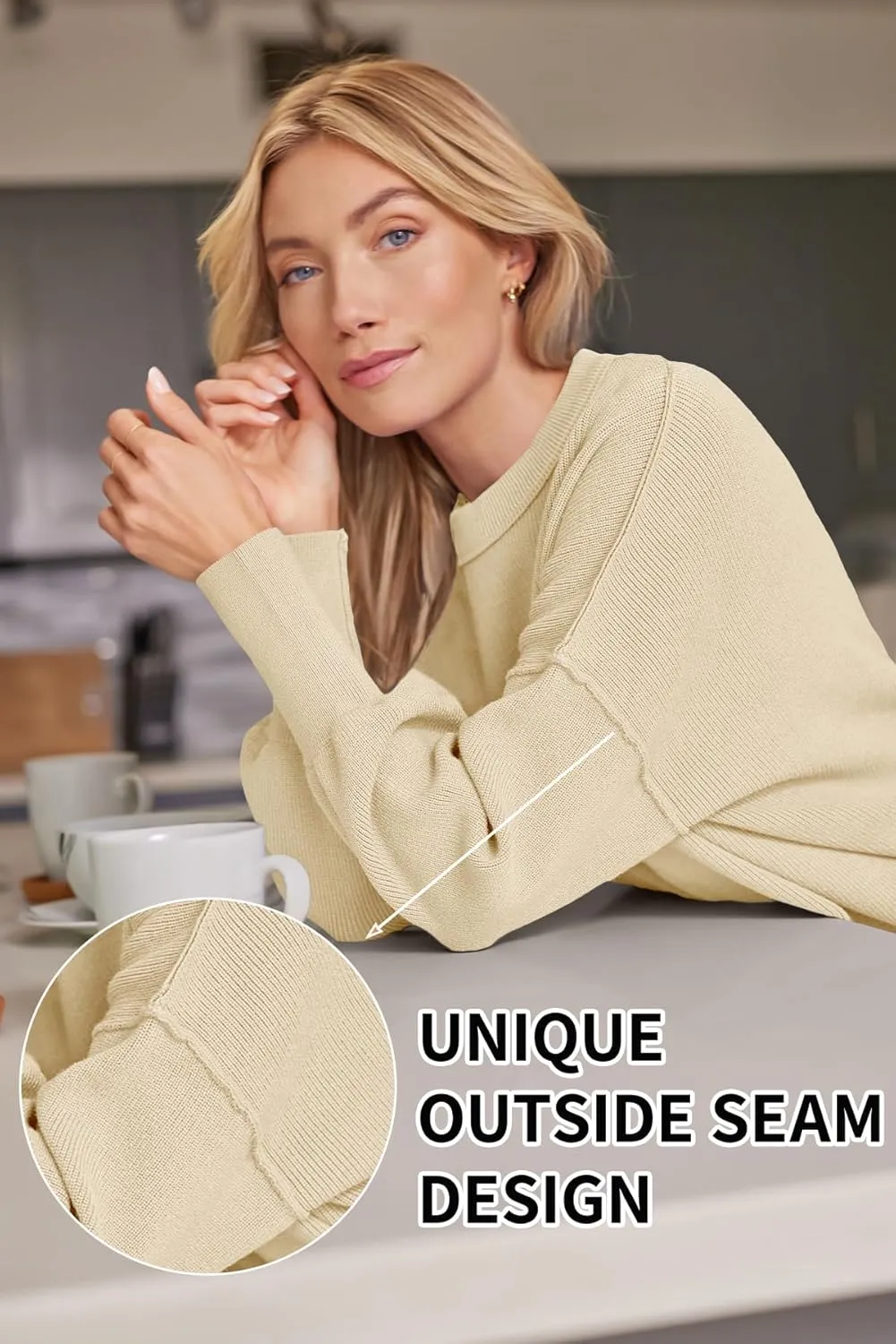 LILLUSORY Women's Oversized Batwing Sweaters 2025 Fall Outfits Trendy Crewneck Knit Side Slit Fashion Pullover Tops