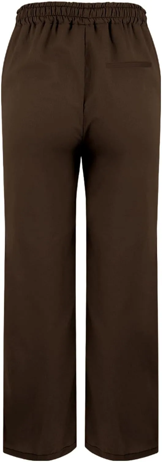 Linen Pants Women 2025 Summer Casual Elastic Waist Straight Leg Lounge Pant Plus Size Loose Drawstring Beach Trousers