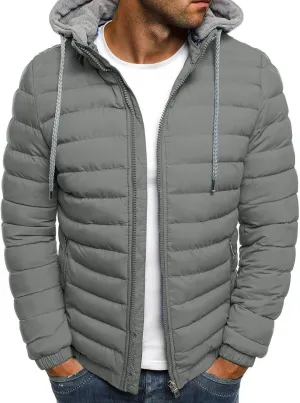 lisenraIn Men Cotton Padded Jacket Lighteight Zip Up Puffer Coat Winter Warm Windproof Outwear with Pockets