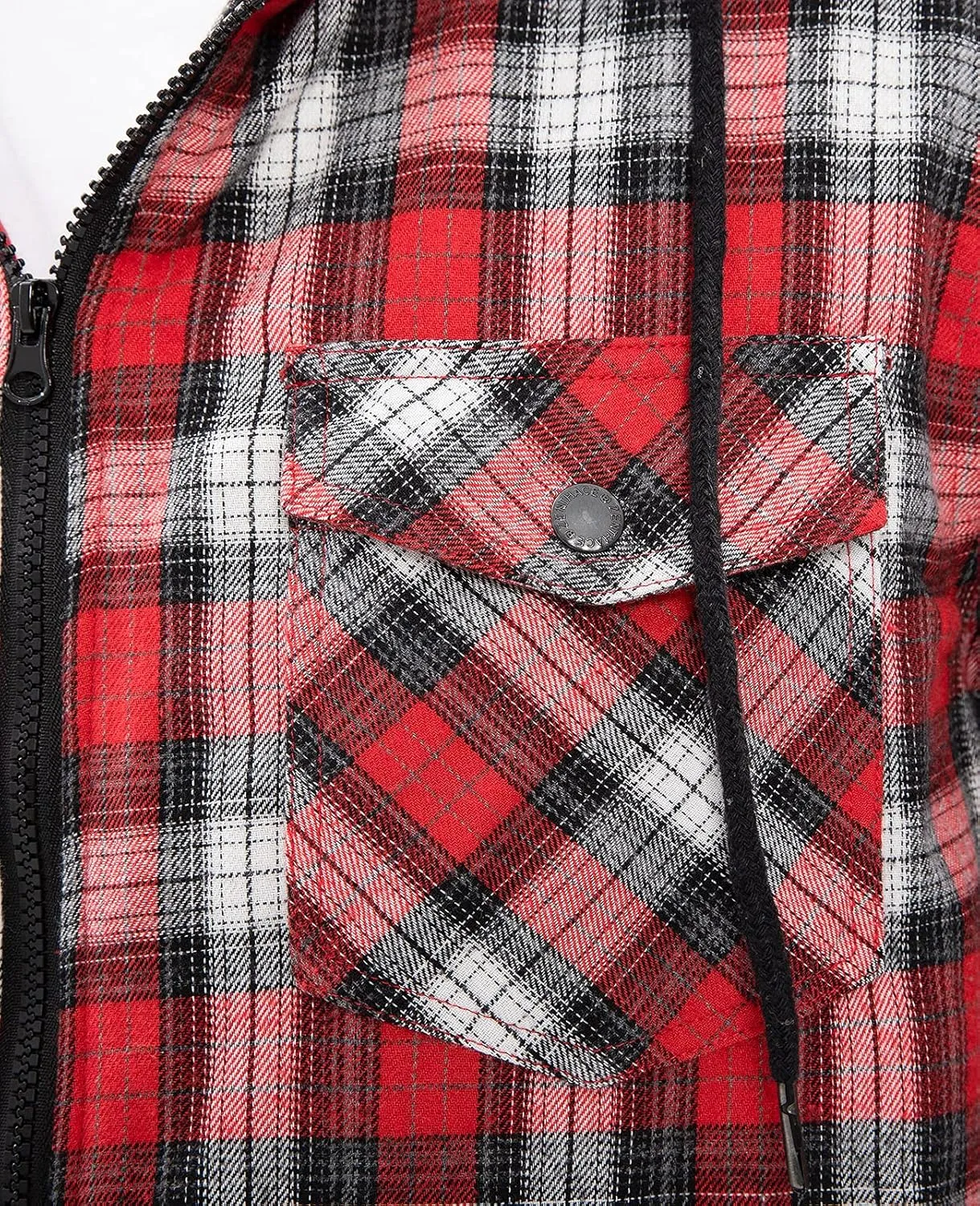 Lisskolo Men's Sherpa Flannel Jacket with Hood Plaid Zip Up Fleece Lined Hooded Shirt Jackets for Men