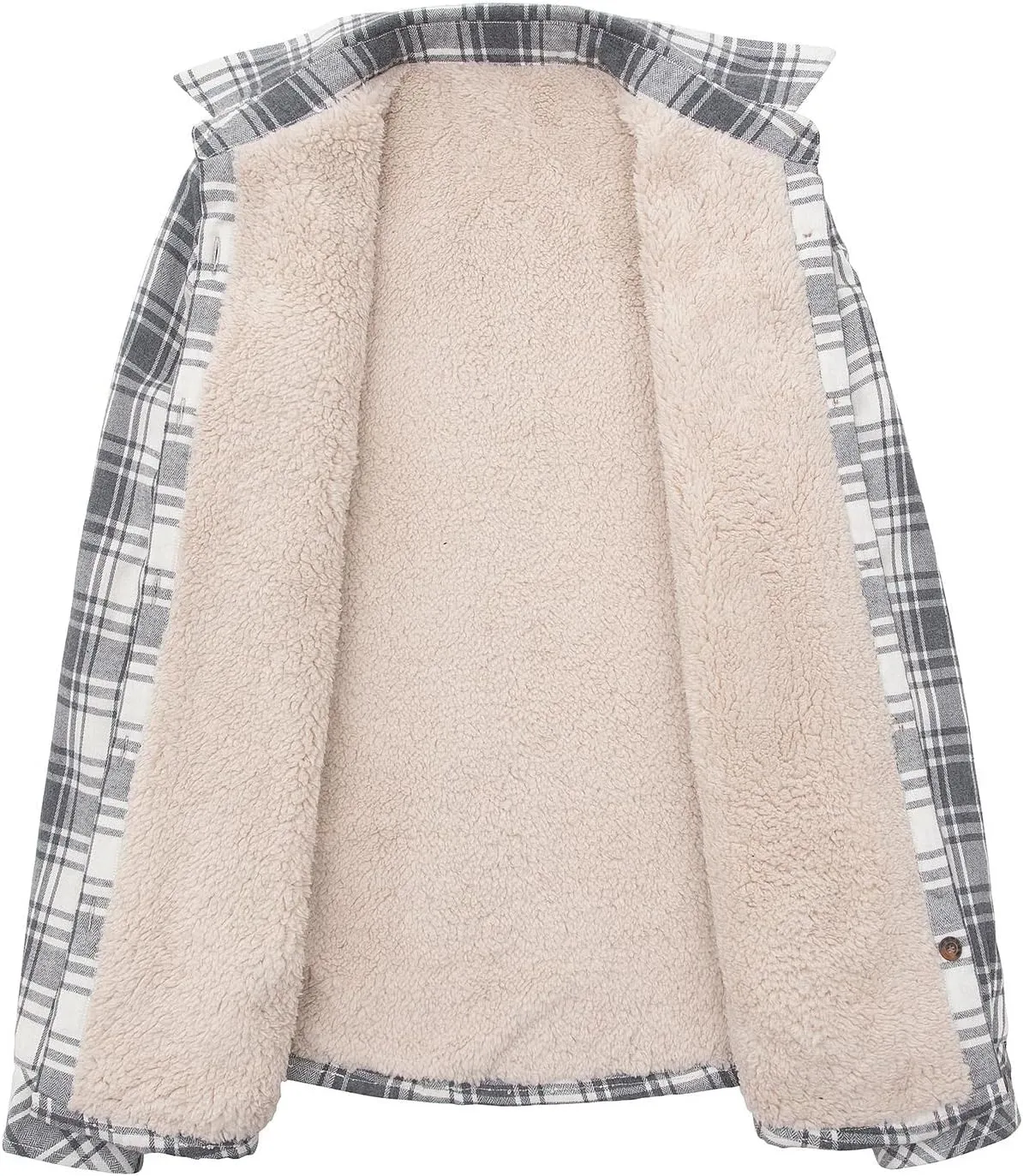 Lisskolo Women's Sherpa Flannel Jacket with Hand Pockets,Warm Fleece Lined Button Up Plaid Flannel Shirt Jackets