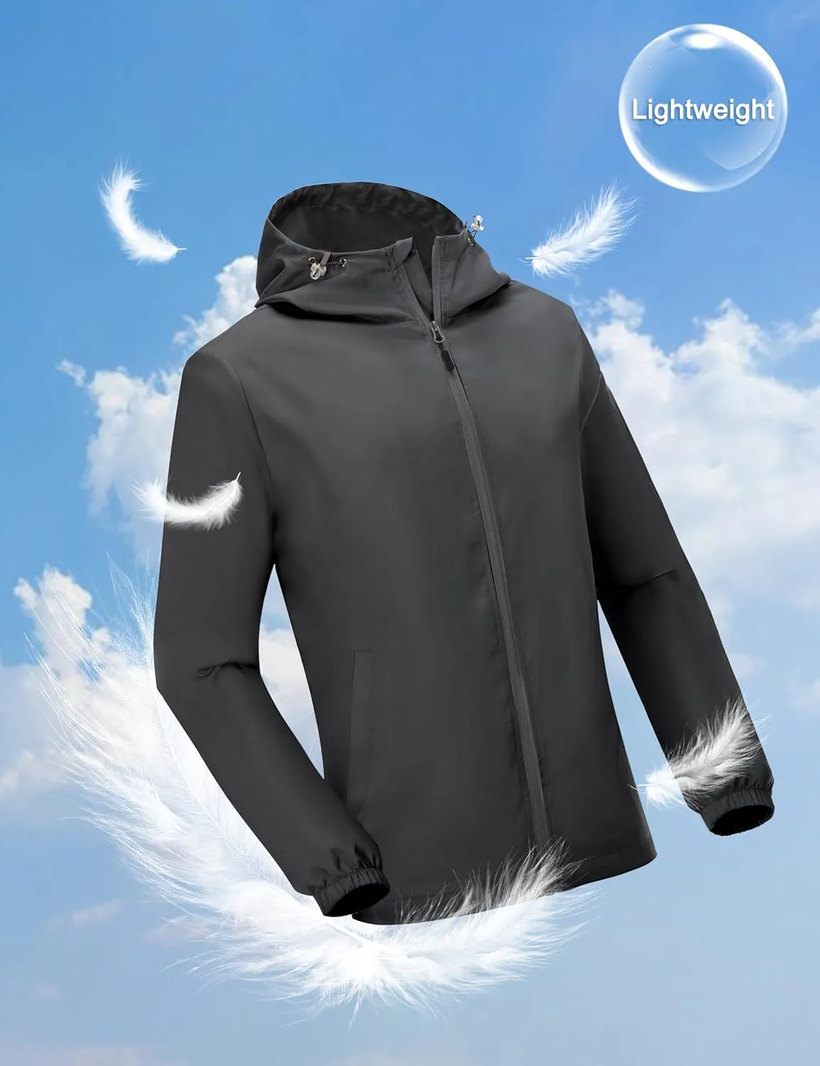 Little Donkey Andy Mens Lightweight Breathable Windbreaker Golf Jacket UPF50  Windproof Outdoor Running Coat