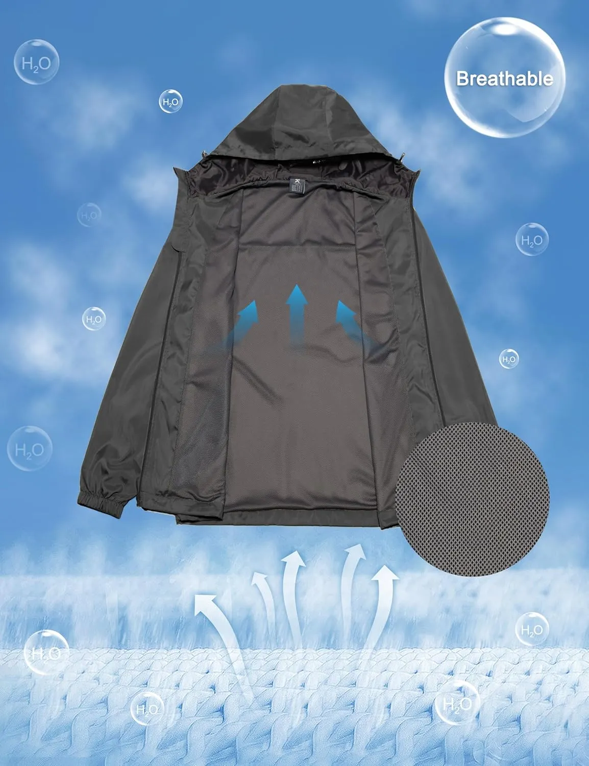 Little Donkey Andy Mens Lightweight Breathable Windbreaker Golf Jacket UPF50  Windproof Outdoor Running Coat