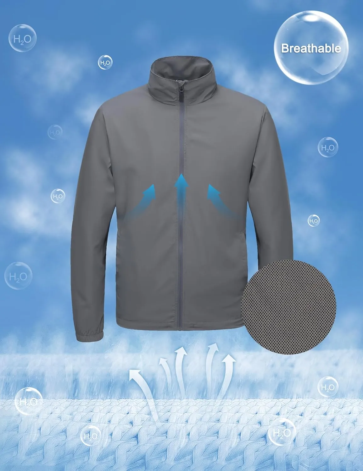 Little Donkey Andy Mens Lightweight Breathable Windbreaker Golf Jacket UPF50  Windproof Outdoor Running Coat