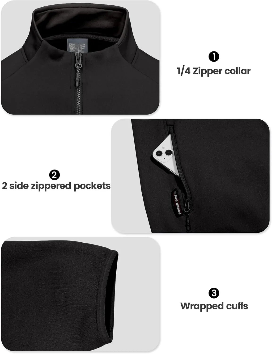 Little Donkey Andy Men's Lightweight Running Warm Jacket Full Zip Fleece Lined Windproof Jacket for Outdoor Casual