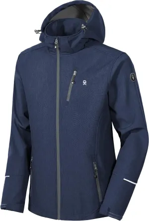 Little Donkey Andy Men's Softshell Jacket Ski Jacket with Removable Hood, Fleece Lined