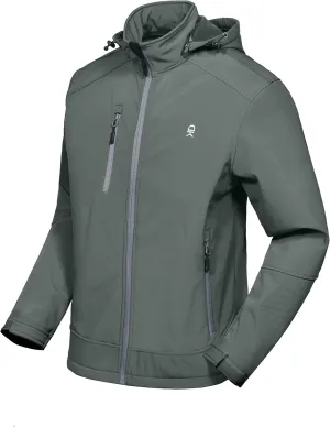 Little Donkey Andy Mens Softshell Jacket with Removable Hood, Fleece Lined