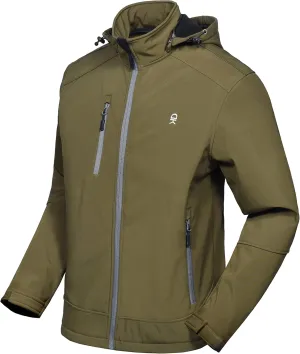 Little Donkey Andy Mens Softshell Jacket with Removable Hood, Fleece Lined