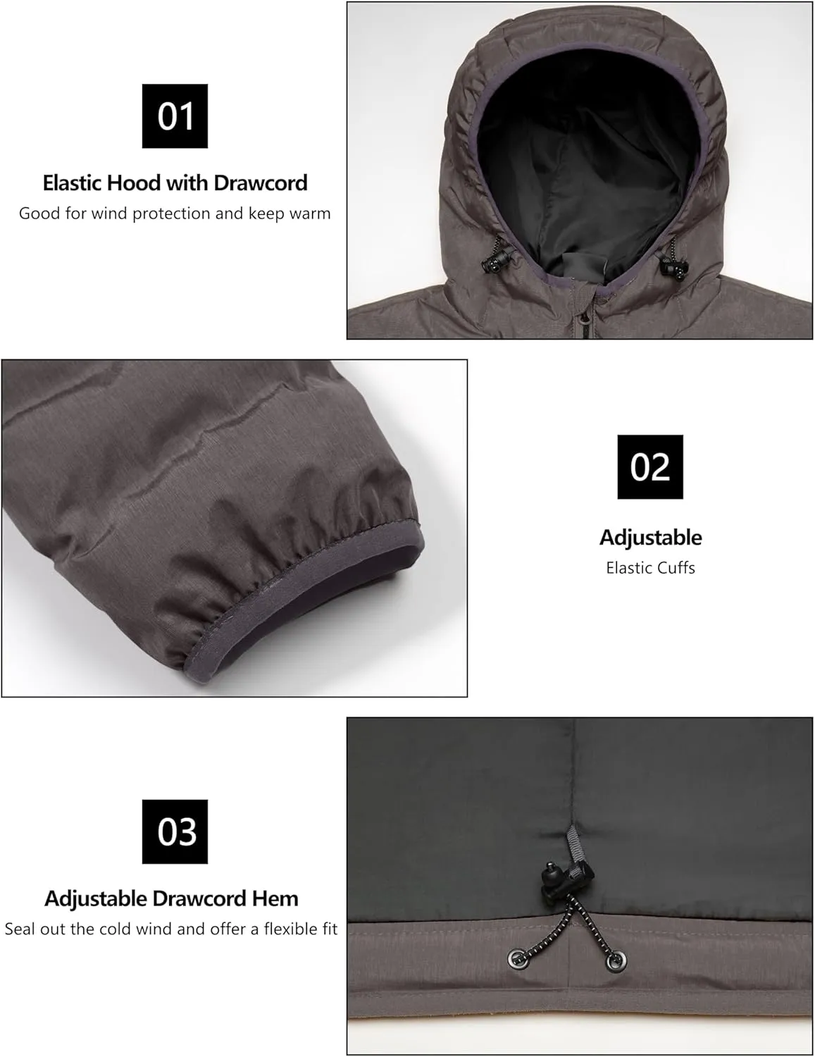 Little Donkey Andy Men's Warm Waterproof Puffer Jacket Hooded Windproof Winter Coat with Recycled Insulation