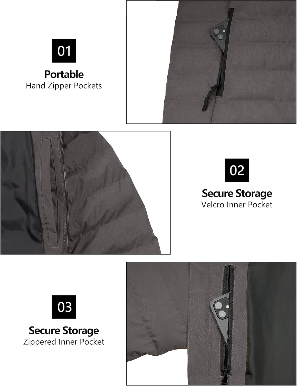 Little Donkey Andy Men's Warm Waterproof Puffer Jacket Hooded Windproof Winter Coat with Recycled Insulation