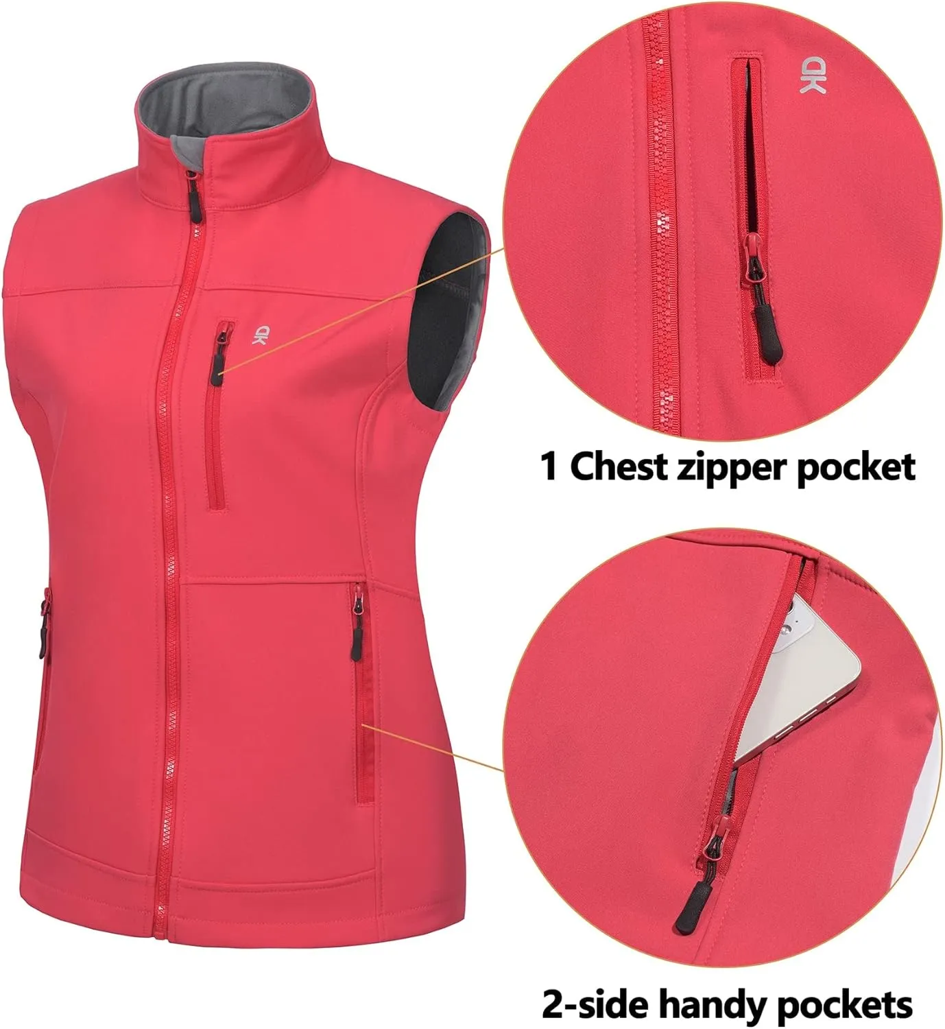 Little Donkey Andy Women's Lightweight Golf Vest Warm Outdoor Sleeveless Jacket for Hiking Travel Running Casual