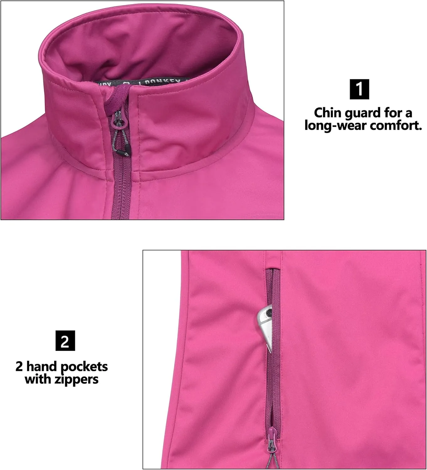 Little Donkey Andy Women's Lightweight Softshell Vest, Windproof Sleeveless Jacket for Running Hiking Travel