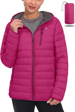 Little Donkey Andy Women's Packable Lightweight Puffer Jacket Hooded Windproof Winter Coat with Recycled Insulation