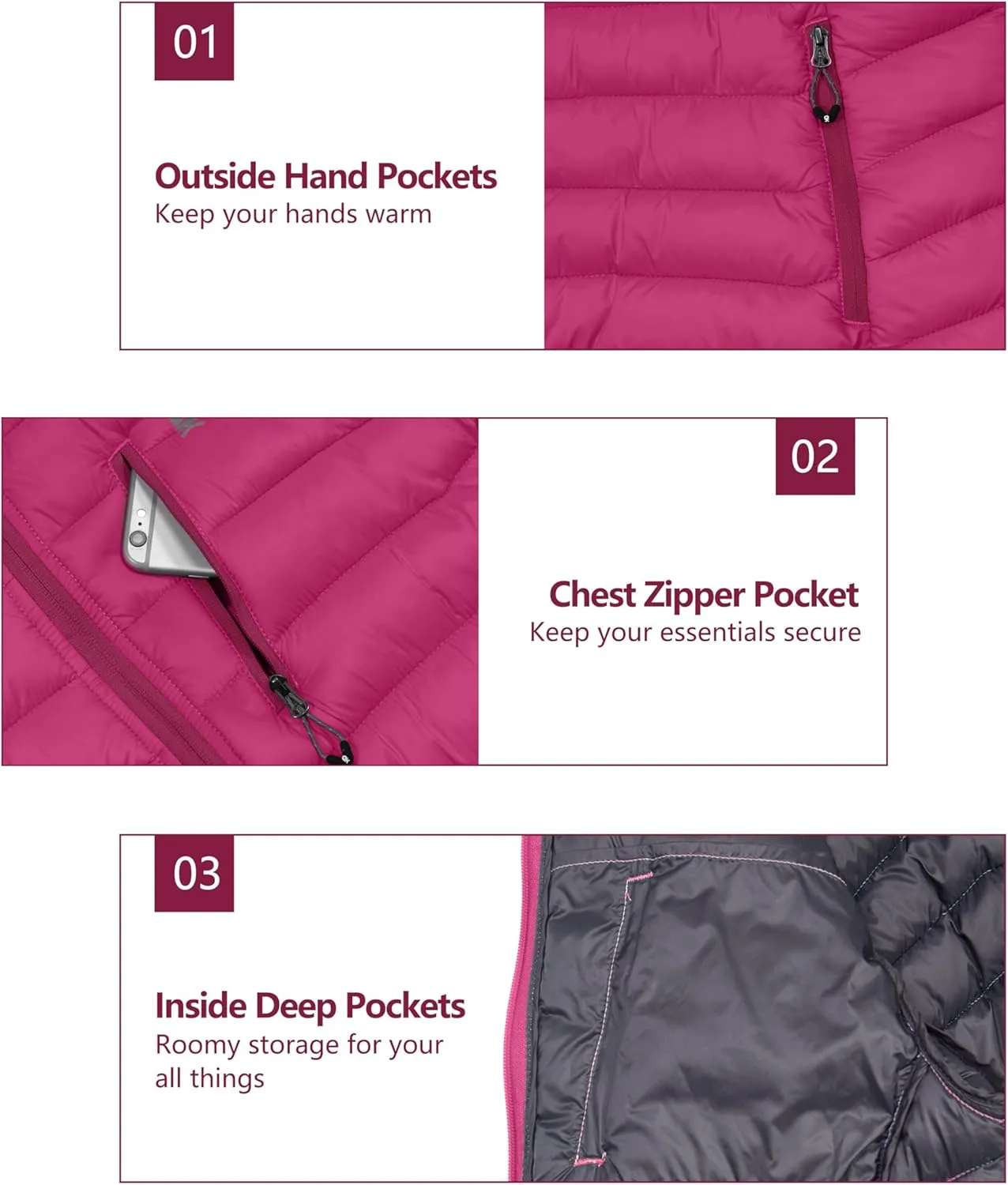 Little Donkey Andy Women's Packable Lightweight Puffer Jacket Hooded Windproof Winter Coat with Recycled Insulation