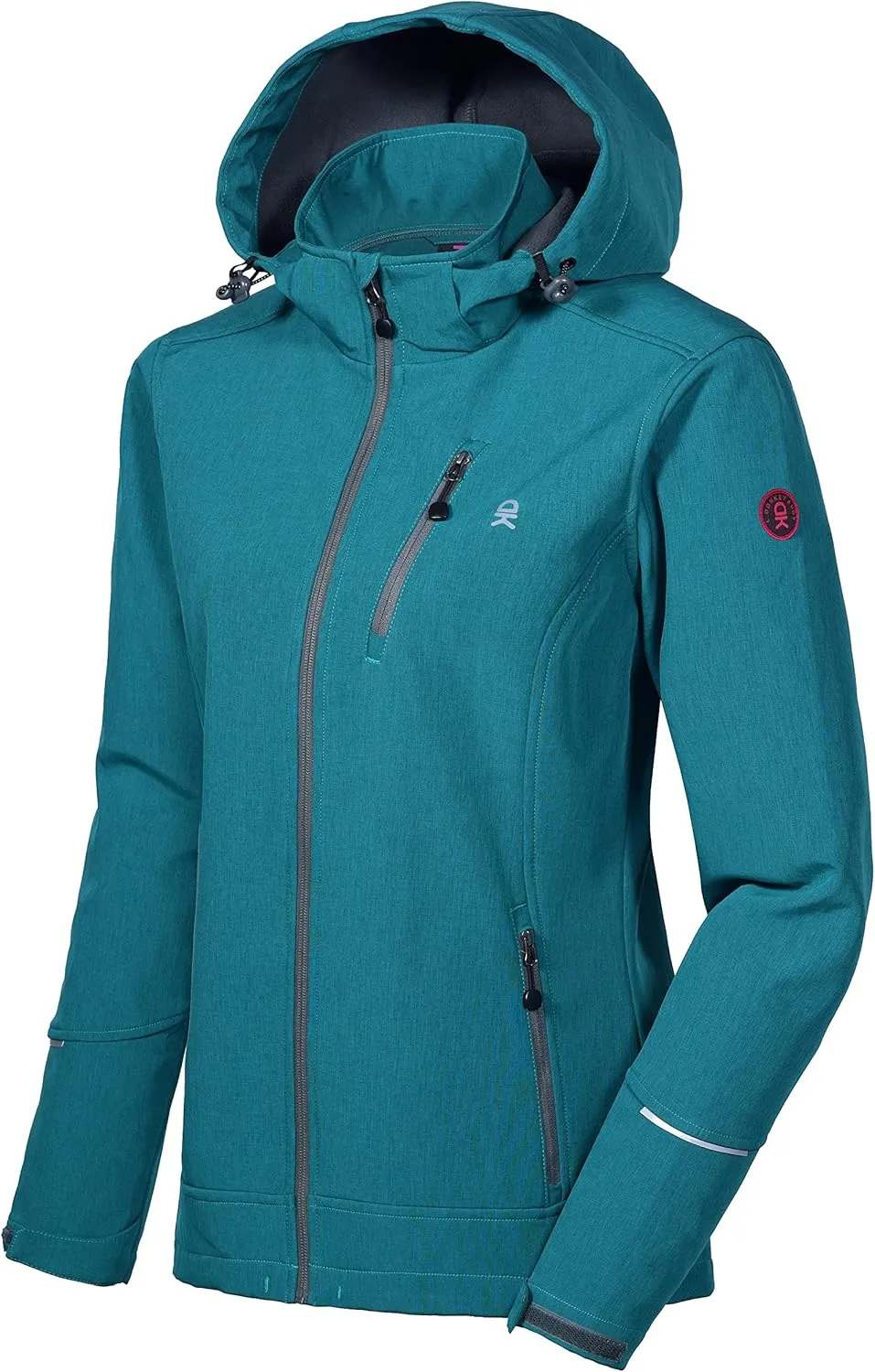 Little Donkey Andy Women's Softshell Jacket Ski Jacket with Removable Hood, Fleece Lined
