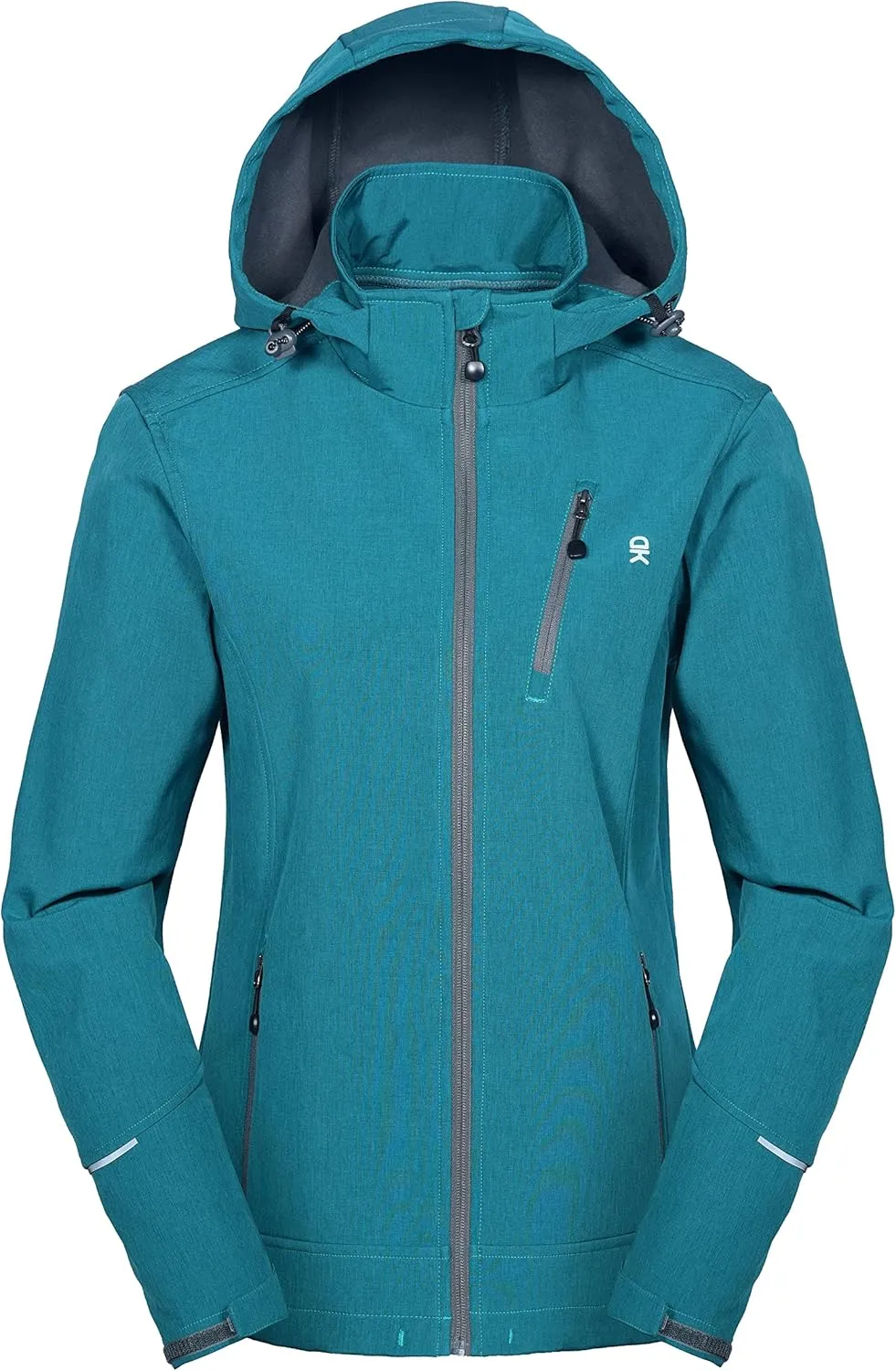 Little Donkey Andy Women's Softshell Jacket Ski Jacket with Removable Hood, Fleece Lined