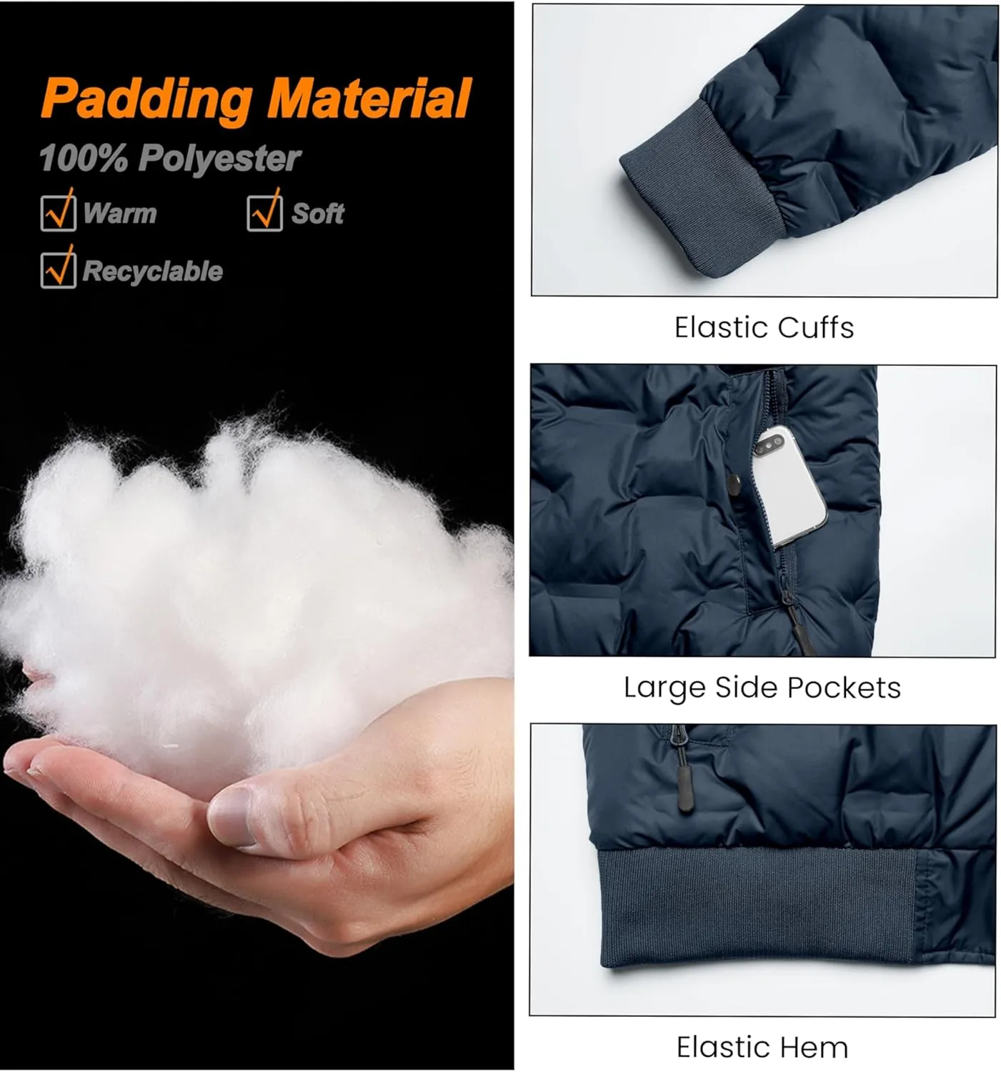 Little Donkey Andy Women's Warm Puffer Jacket Lightweight Windproof Winter Coat with Recycled Insulation