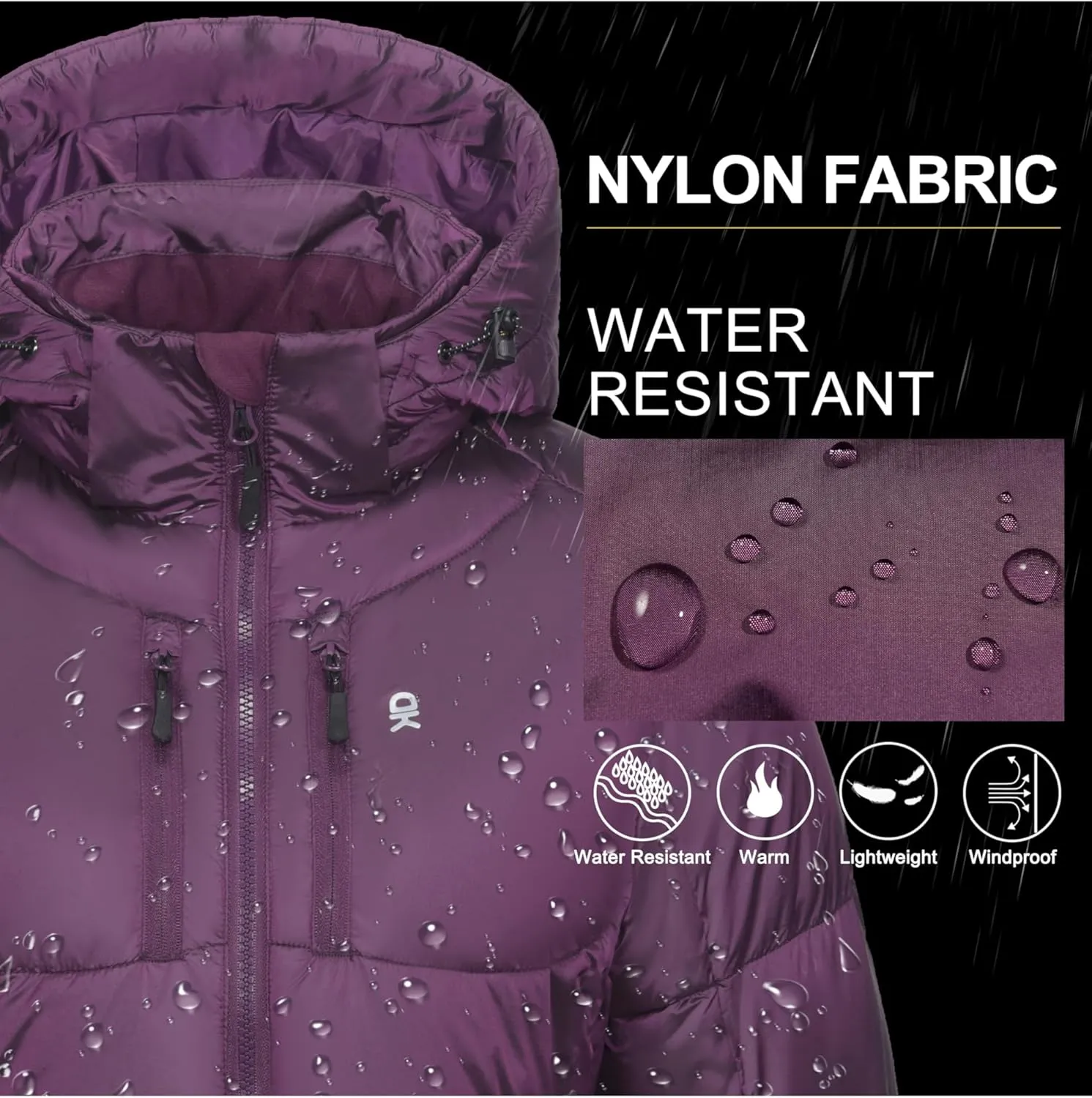 Little Donkey Andy Women's Warm Puffer Jacket Windproof Lightweiht Hooded Winter Coat Hiking Travel