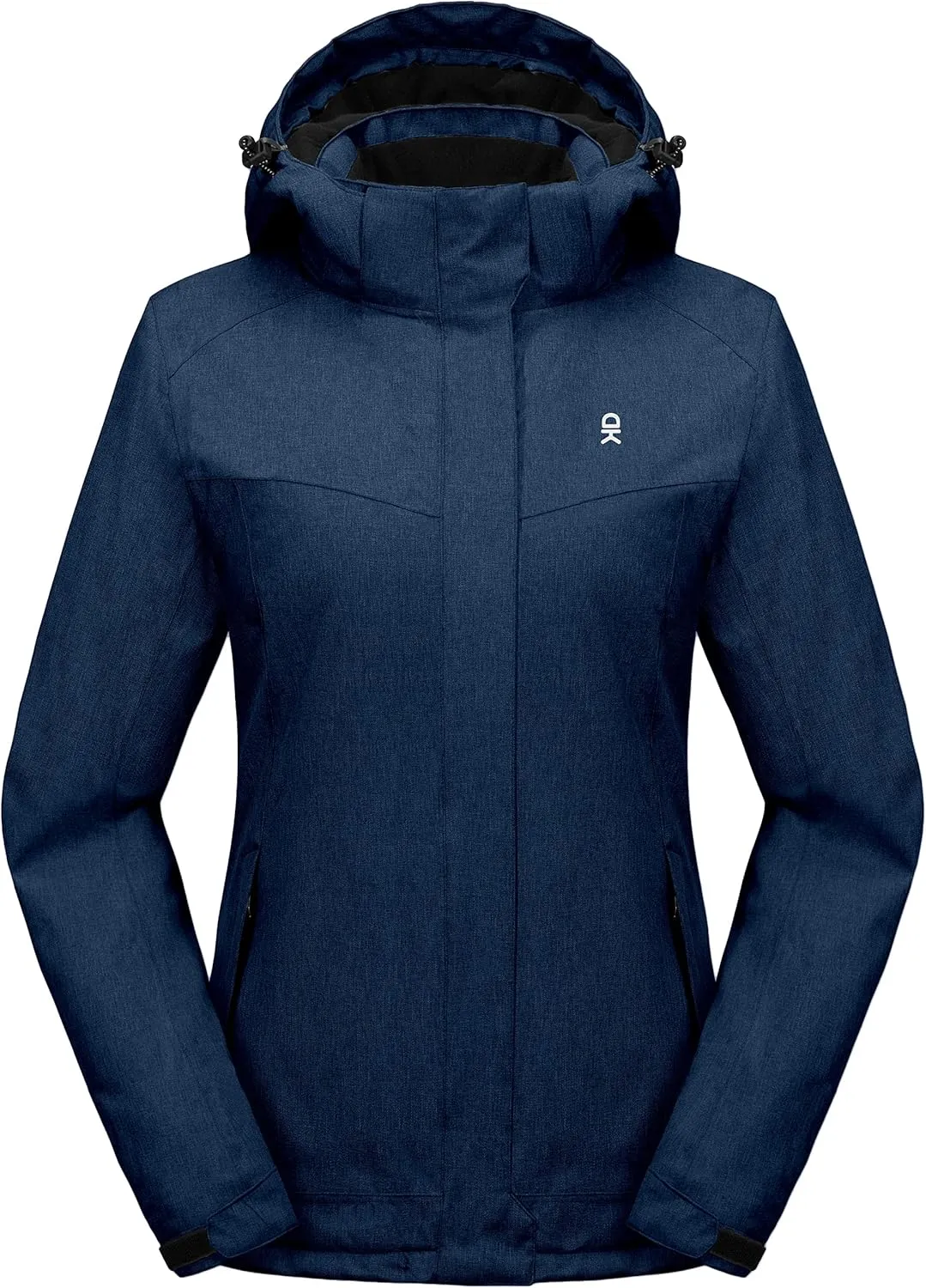 Little Donkey Andy Women's Waterproof Hiking Skiing Jacket with Removable Hood, Fleece Lined Winter Warm Rain Coat