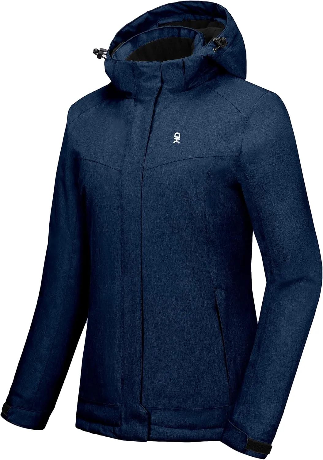 Little Donkey Andy Women's Waterproof Hiking Skiing Jacket with Removable Hood, Fleece Lined Winter Warm Rain Coat