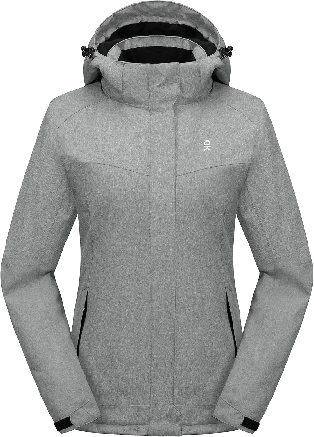 Little Donkey Andy Women's Waterproof Hiking Skiing Jacket with Removable Hood, Fleece Lined Winter Warm Rain Coat