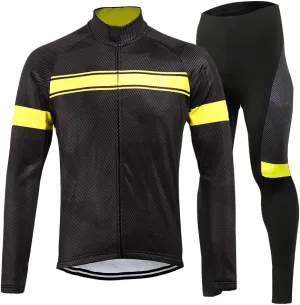 Lixada Men's Cycling Jersey Suit Winter Thermal Fleece Long Sleeve MTB Road Bicycle Shirt with 3D Tights Padded Pants