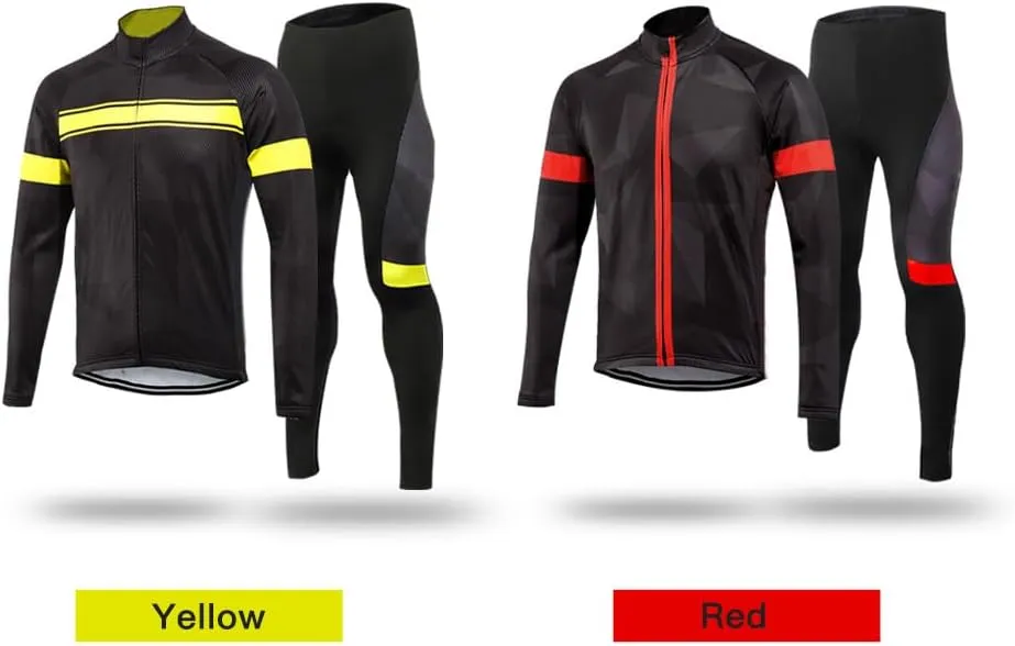 Lixada Men's Cycling Jersey Suit Winter Thermal Fleece Long Sleeve MTB Road Bicycle Shirt with 3D Tights Padded Pants