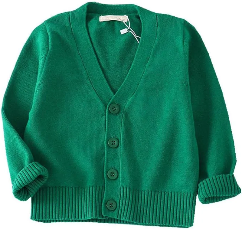 LNICEAR Baby Boys Girls V-Neck Casual Cardigan Sweaters Long Sleeve Button Cotton Solid Color Uniform Knit Tops Outwear