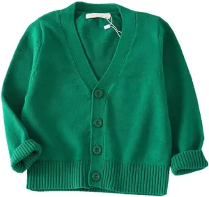 LNICEAR Baby Boys Girls V-Neck Casual Cardigan Sweaters Long Sleeve Button Cotton Solid Color Uniform Knit Tops Outwear