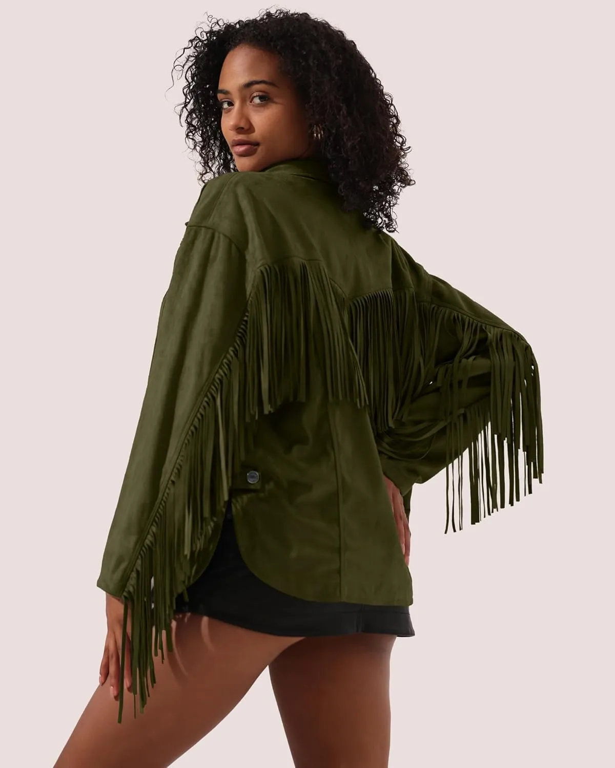 Locachy Women's Faux Suede Fringe Jacket Vintage Western Cowgirl Tassel Jackets Country Concert Outfits