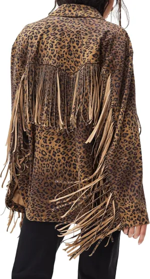 Locachy Women's Faux Suede Fringe Jacket Vintage Western Cowgirl Tassel Jackets Country Concert Outfits
