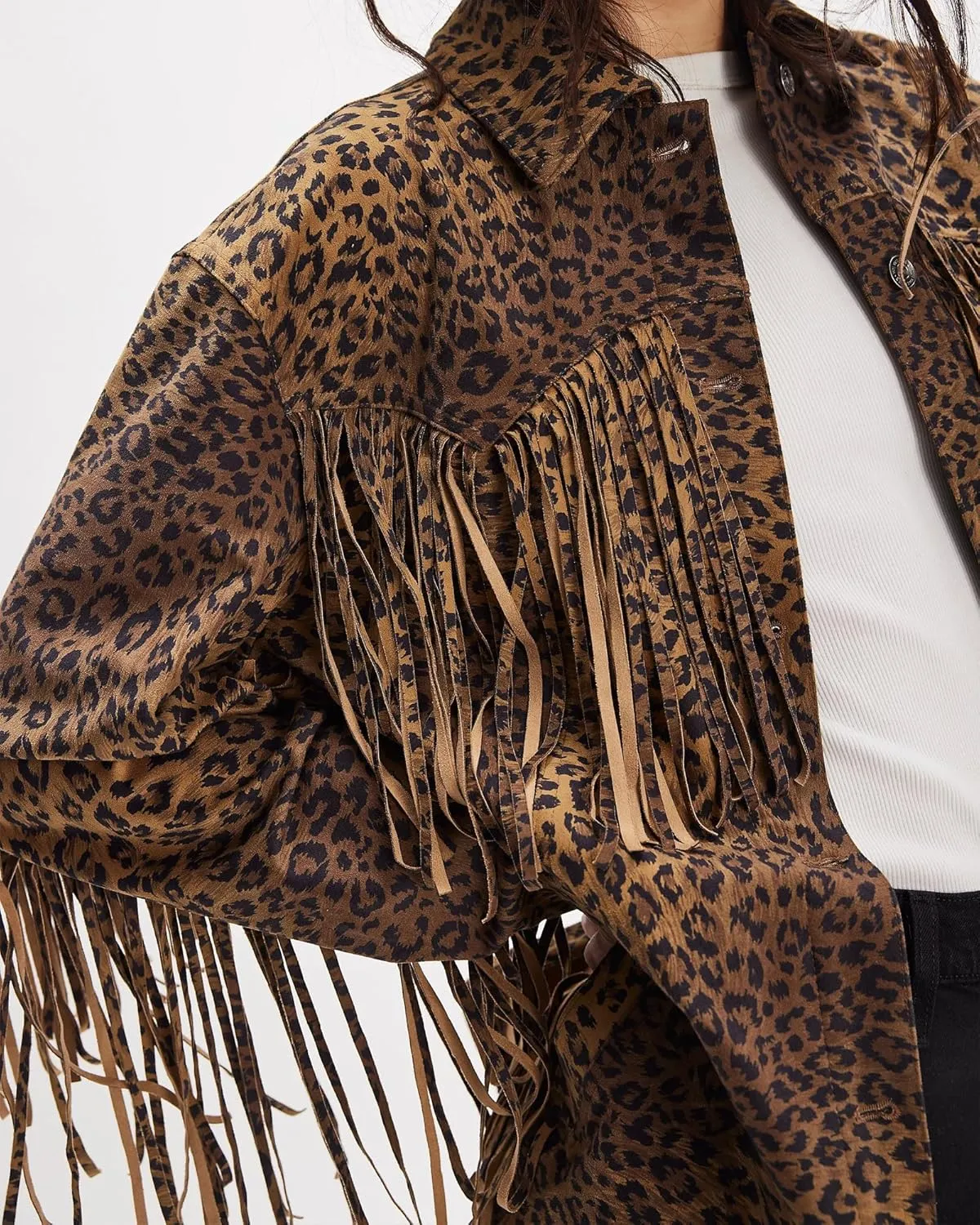 Locachy Women's Faux Suede Fringe Jacket Vintage Western Cowgirl Tassel Jackets Country Concert Outfits