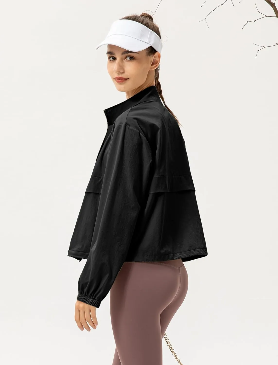 Locachy Women's Lightweight Zip Up Athletic Jacket Stand Collar Windproof Sun Protection Workout Outdoor Jacket