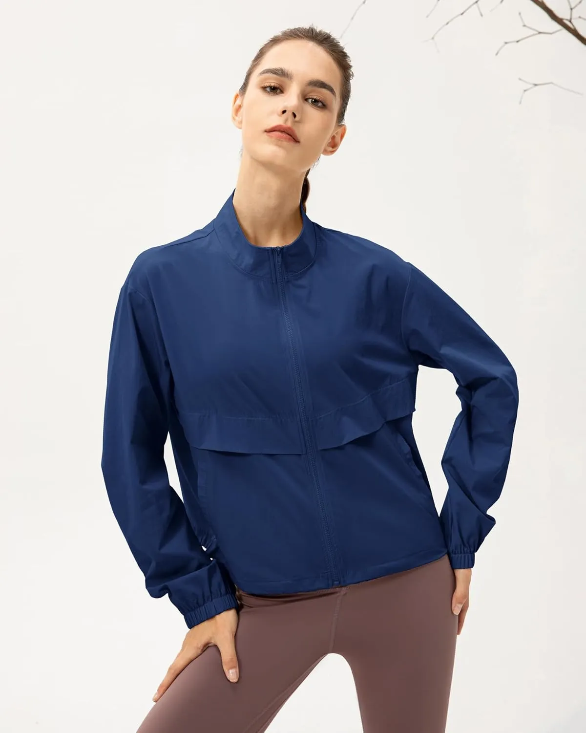 Locachy Women's Lightweight Zip Up Athletic Jacket Stand Collar Windproof Sun Protection Workout Outdoor Jacket