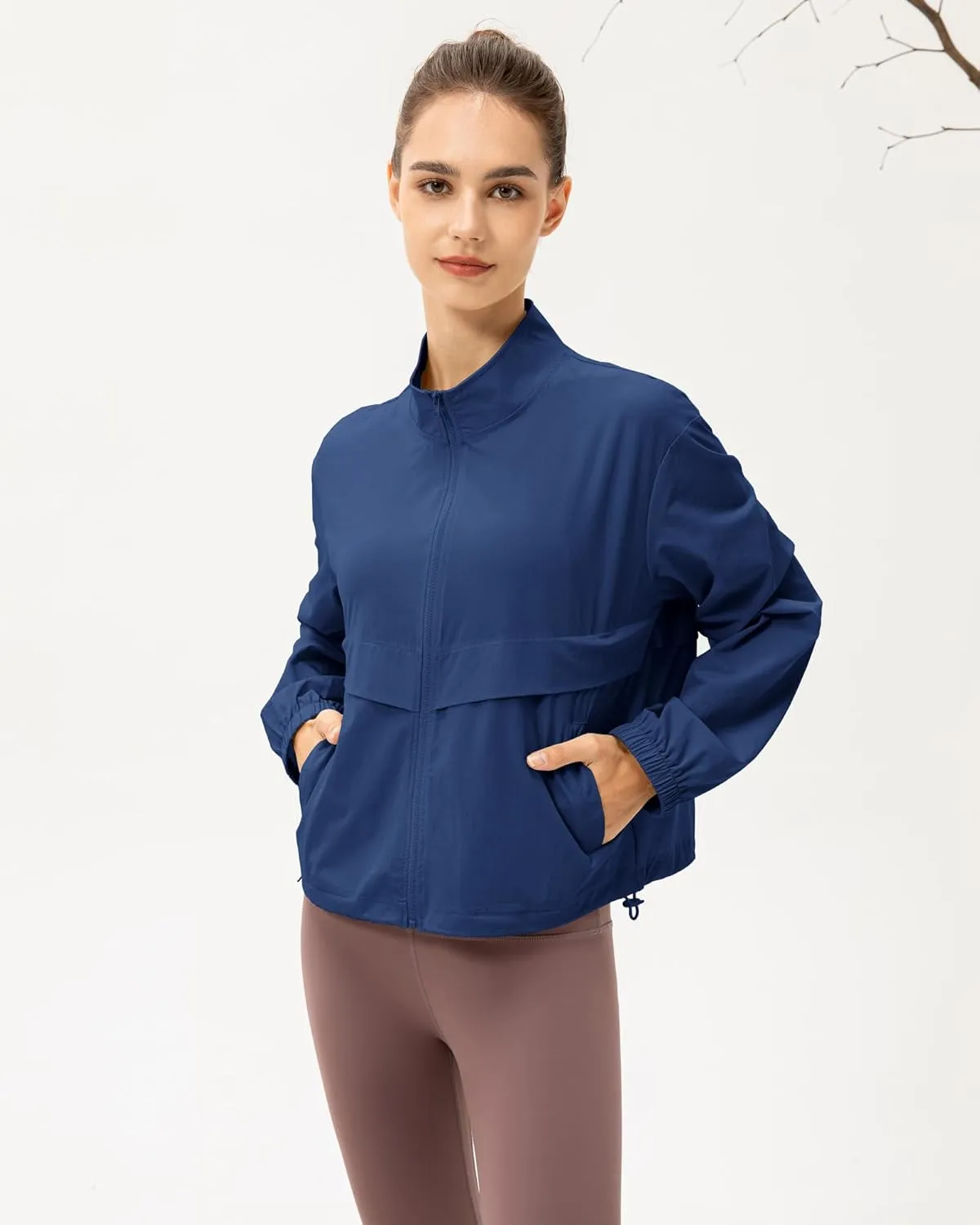 Locachy Women's Lightweight Zip Up Athletic Jacket Stand Collar Windproof Sun Protection Workout Outdoor Jacket