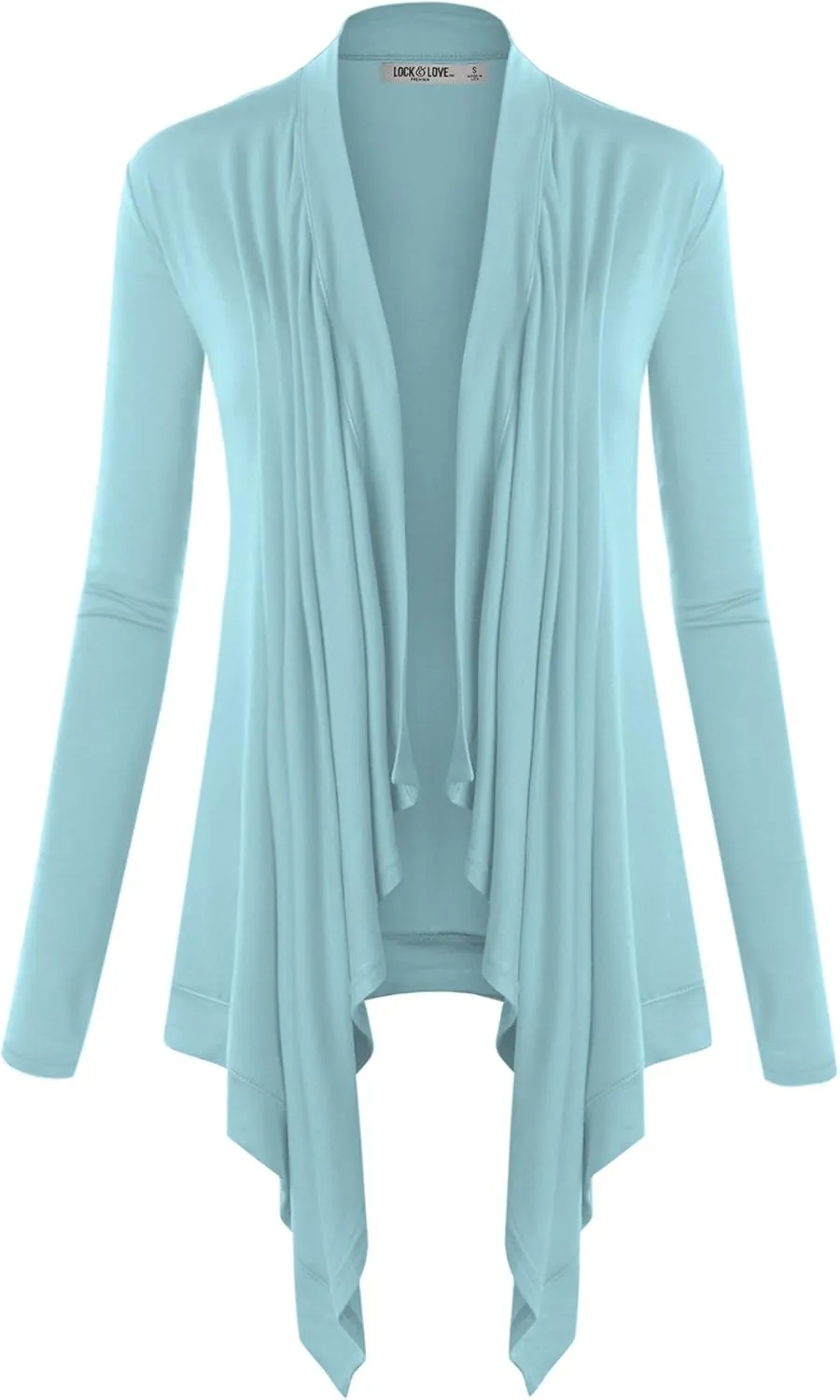 Lock and Love Women's Draped Front Open Asymmetrical Cardigan - Casual Long Sleeve Lightweight Duster