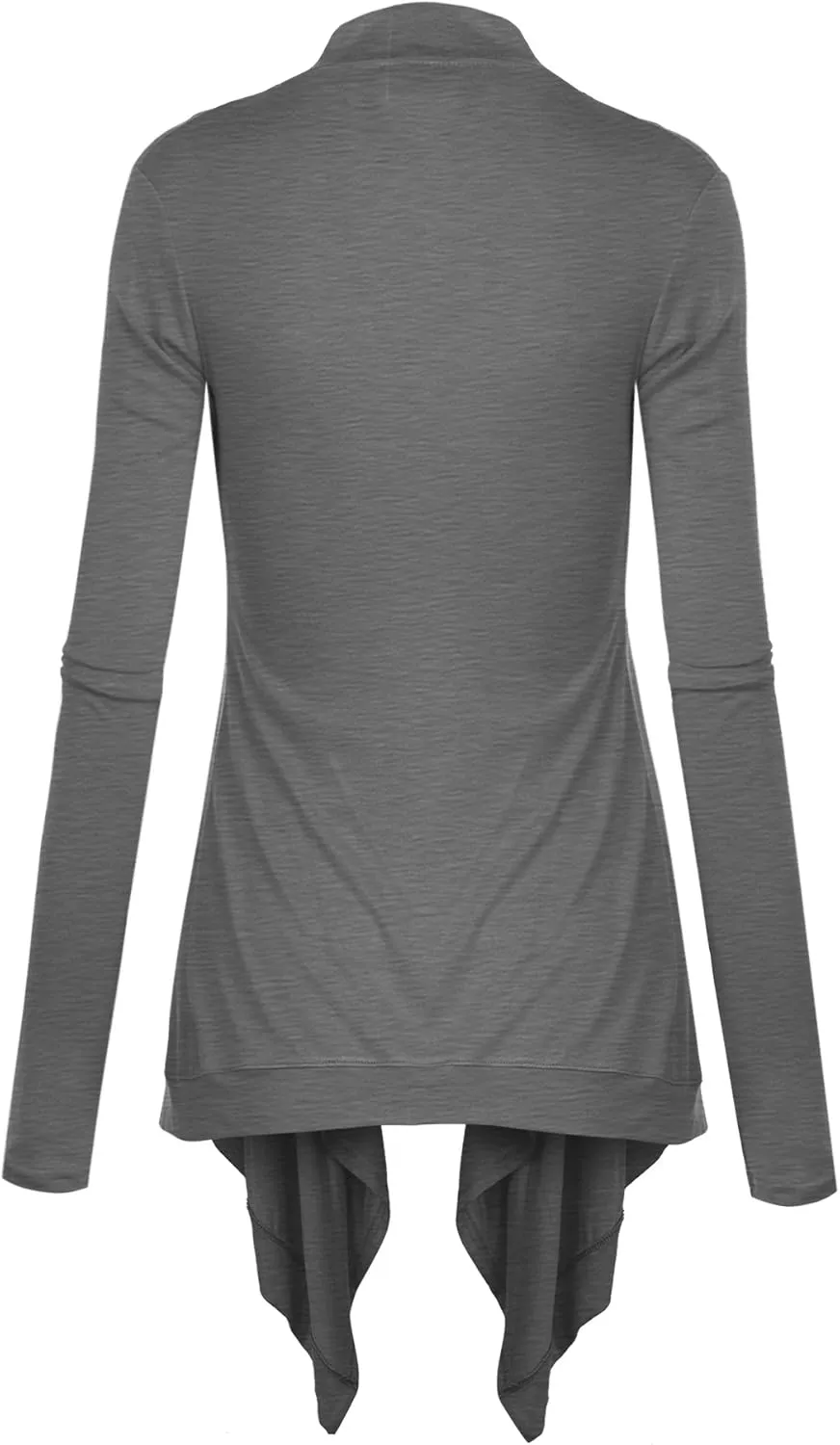 Lock and Love Women's Draped Front Open Asymmetrical Cardigan - Casual Long Sleeve Lightweight Duster