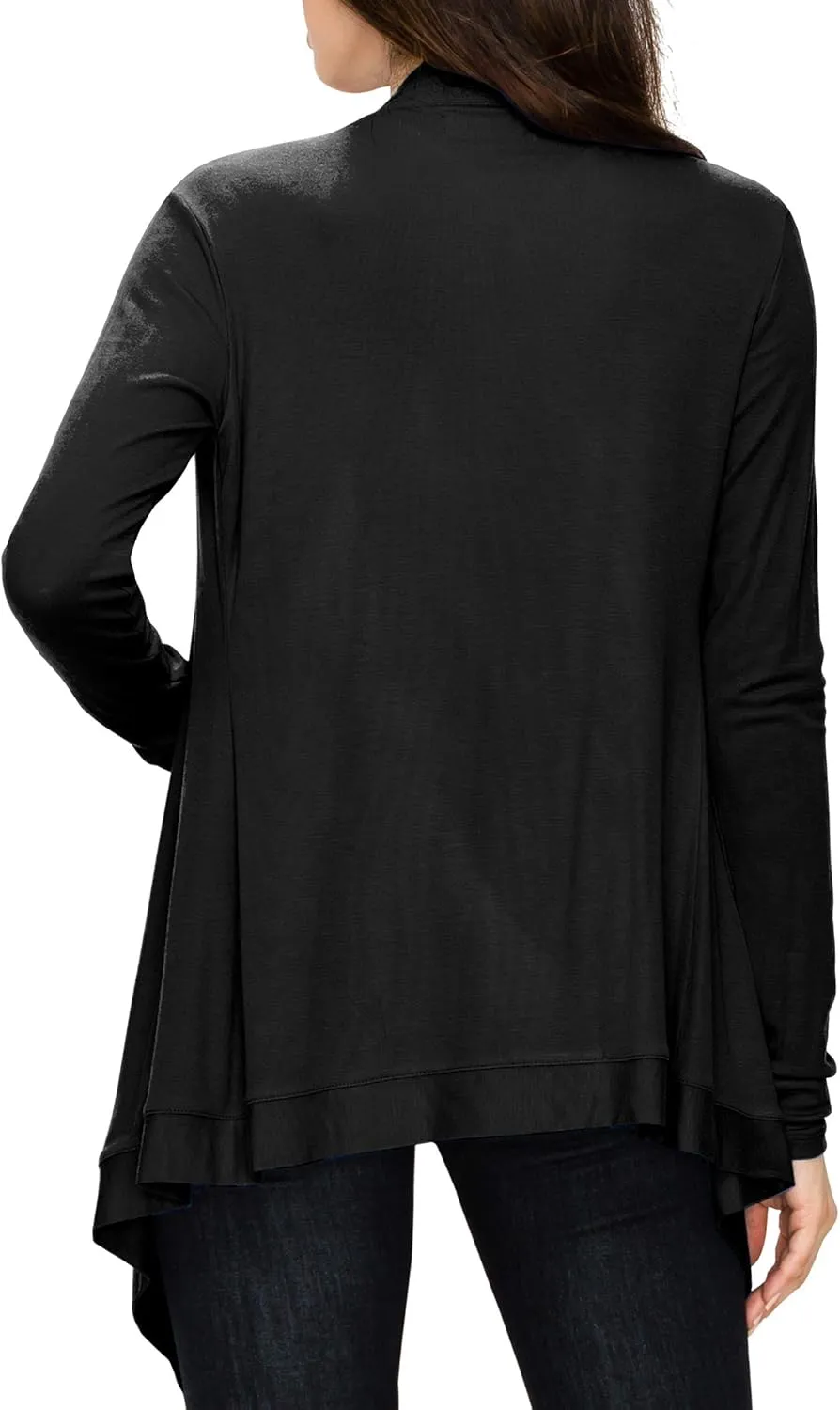 Lock and Love Women's Draped Front Open Asymmetrical Cardigan - Casual Long Sleeve Lightweight Duster
