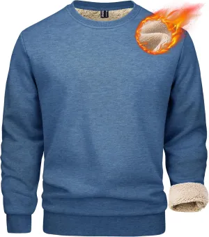 MAGCOMSEN Men's Sherpa Lined Sweatshirts Fleece Pullover Basic Tops Warm Crewneck Winter Sweatshirt