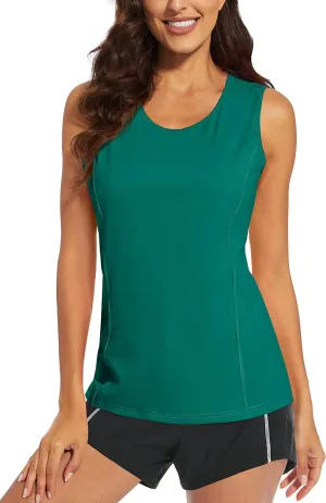 MAGCOMSEN Women's Sleeveless Workout Shirts UPF 80  Dry Fit Running Wicking Tank Tops Athletic Gym Summer