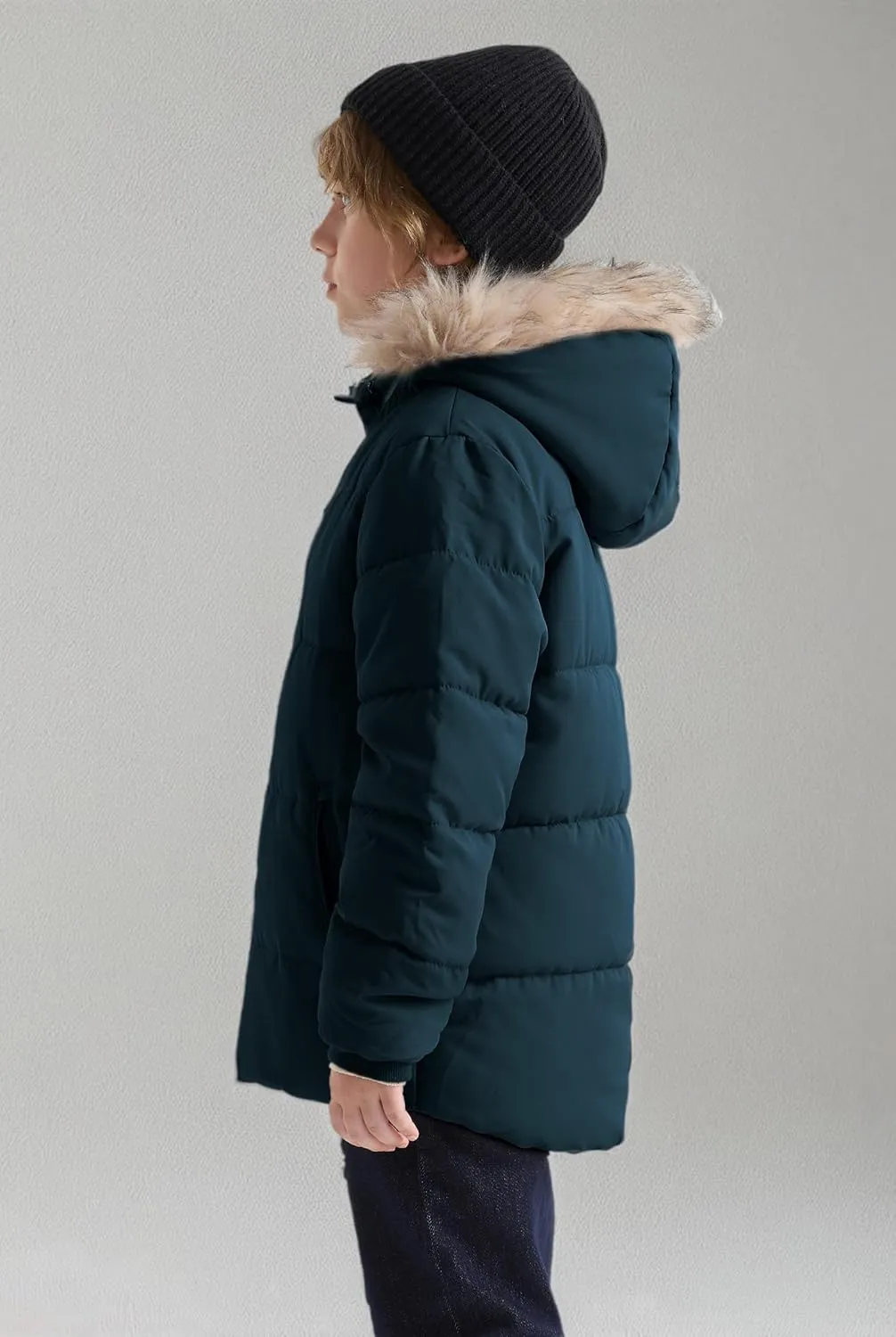 maoo garden Boys Winter Coat Kids Heavyweight Sherpa Lined Jacket Cotton Windproof Anorak Jacket