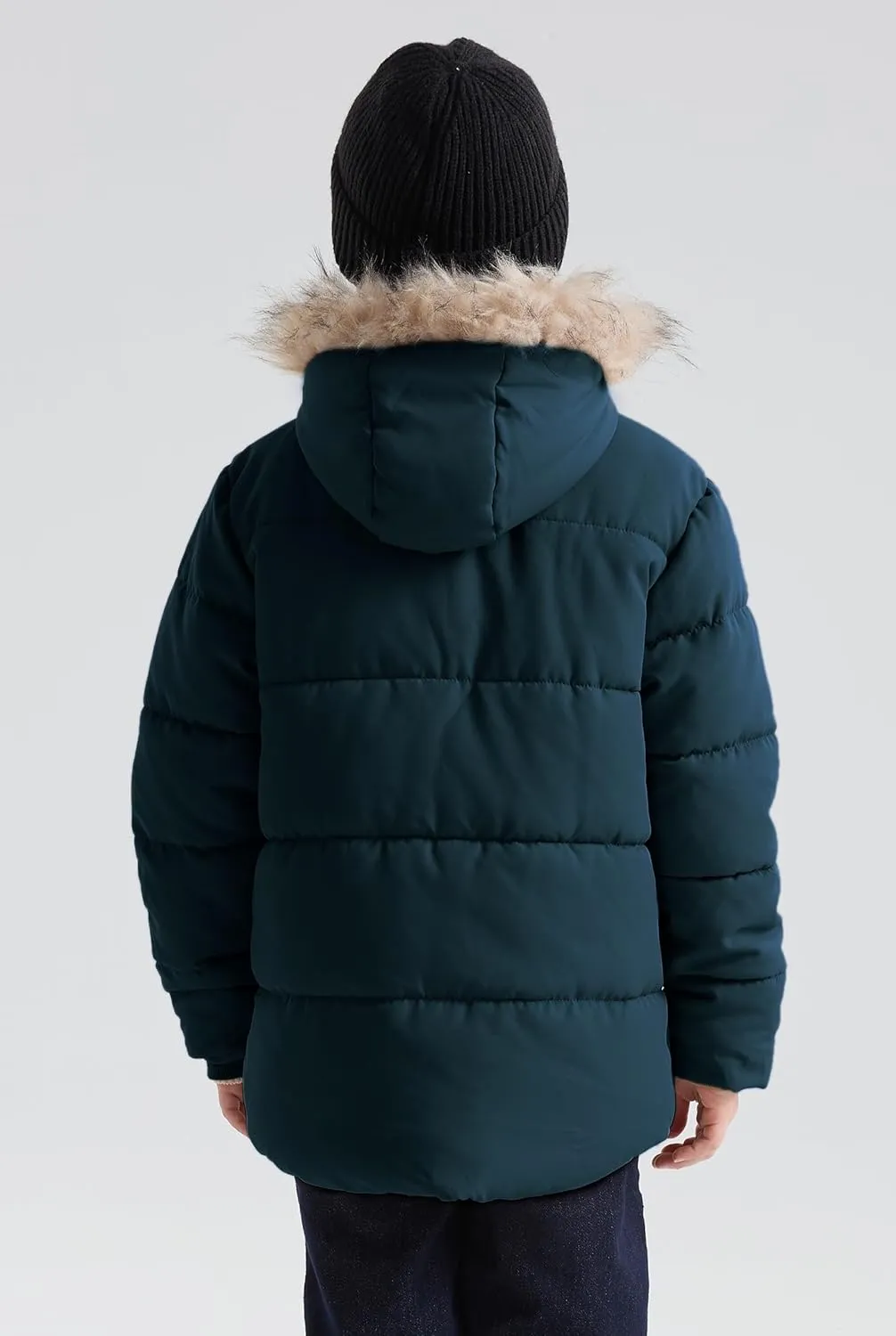 maoo garden Boys Winter Coat Kids Heavyweight Sherpa Lined Jacket Cotton Windproof Anorak Jacket