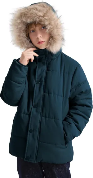 maoo garden Boys Winter Coat Kids Heavyweight Sherpa Lined Jacket Cotton Windproof Anorak Jacket
