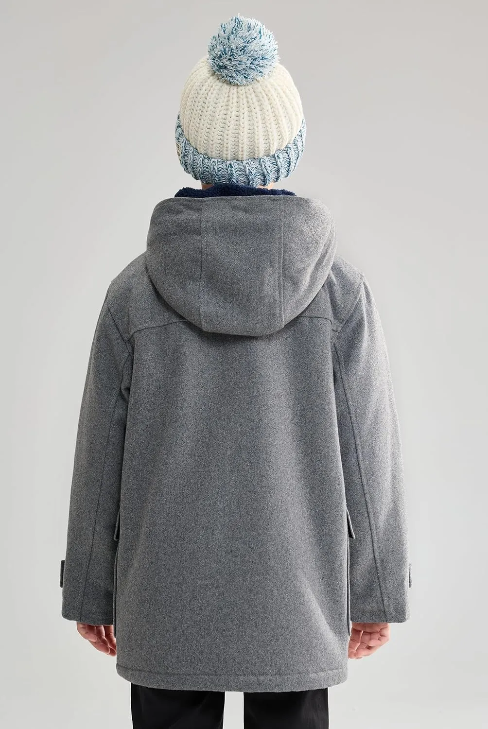 maoo garden Boys Winter Wool Coat Dress Peacoat Kids Heavy Sherpa Jacket Hooded Warm Thicken Windproof Overcoats